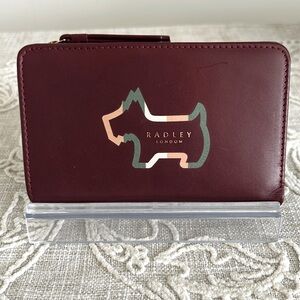 Radley London Heritage Burgundy Scottie Dog Outline Bovine Leather Wallet